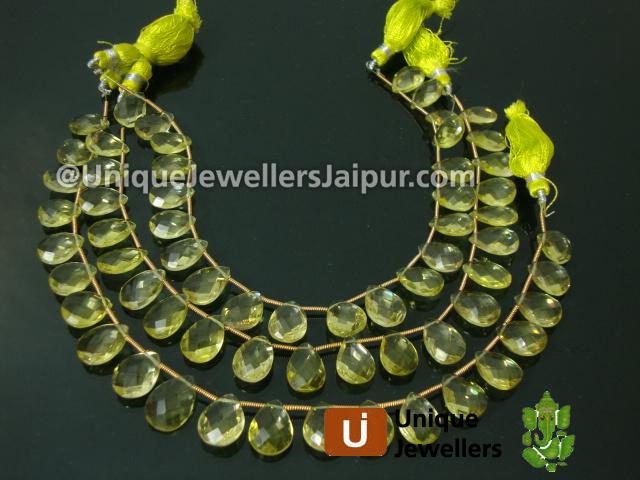 Lemon Quartz Faceted Pear Beads